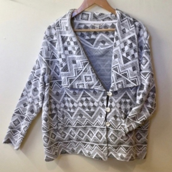 Lucky Brand Tribal Pattern Button Front Blazer Jacket Size M - Picture 2 of 13